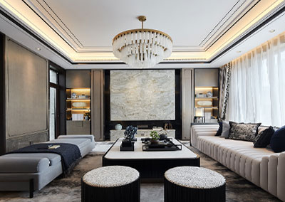 194㎡輕奢風樣板間，流淌寧靜東方的素雅風情